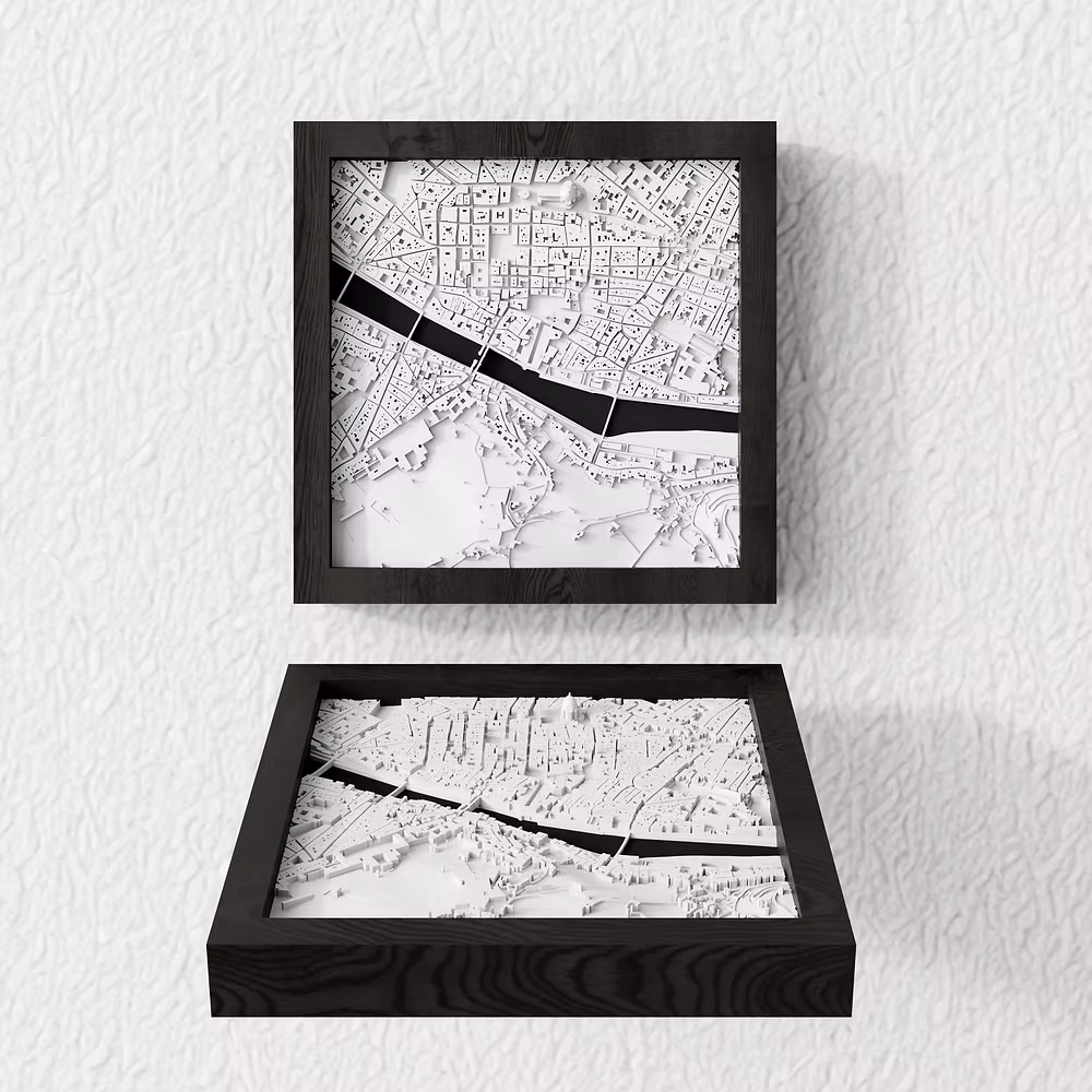 Florența, Italia - 3D City Relief Map Frame