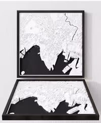 Oslo relief frame detail — 3D map wall decor