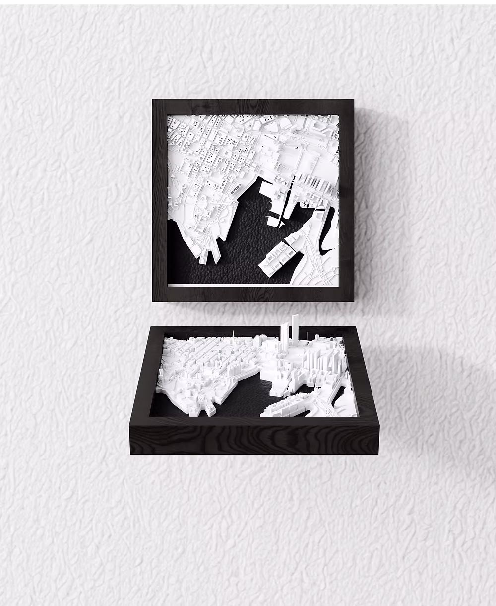 Oslo, Norvegia - 3D City Relief Map Frame