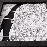 Praga relief frame detail — 3D map wall decor