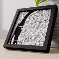 Praga relief frame detail — 3D map wall decor