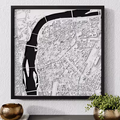 Tablou relief 3D cu harta orașului Praga, Cehia — varianta Collector