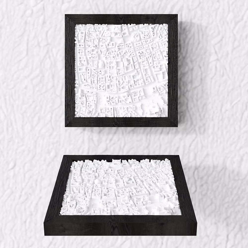 Roma, Italia - 3D City Relief Map Frame