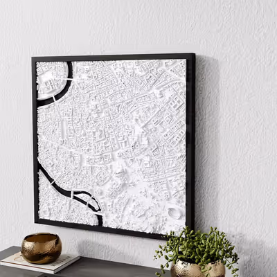Tablou relief 3D cu harta orașului Roma, Italia — varianta Collector