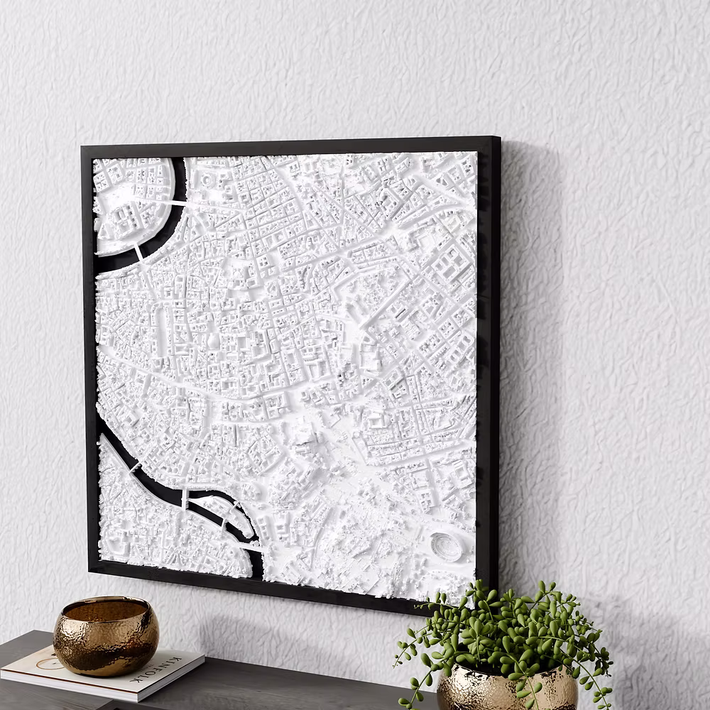 Tablou relief 3D cu harta orașului Roma, Italia — varianta Collector