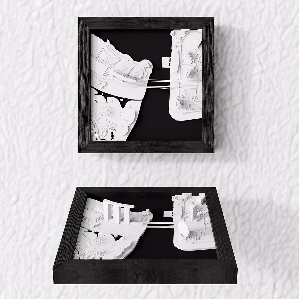 Tablou relief 3D cu harta orașului Singapore, Singapore — varianta Discover