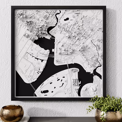 Tablou relief 3D cu harta orașului Singapore, Singapore — varianta Collector